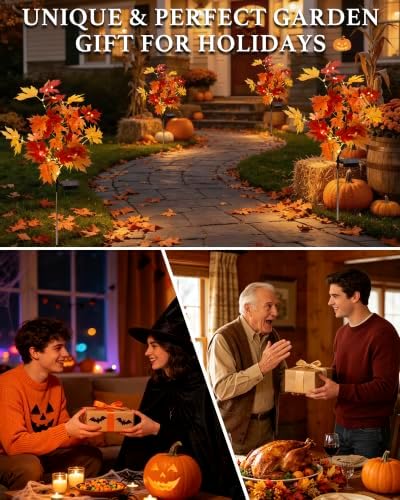 2 Pack Fall Solar Lights Outdoor Decorative, Maple Tree Solar Fall Decor - Image 7