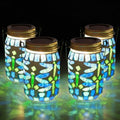 Starsoul 4 Pack Solar Hanging Lanterns Outdoor Waterproof, Mosaic Dragonfly Decor Glass Solar Outdoor Lights, Decorative Solar Lantern for Outside Pathway Patio Porch Yard Decor by Starsoul
