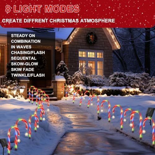 10 Pack Solar Candy Cane Pathway Lights, Multicolor Christmas Yard Decor - Image 4