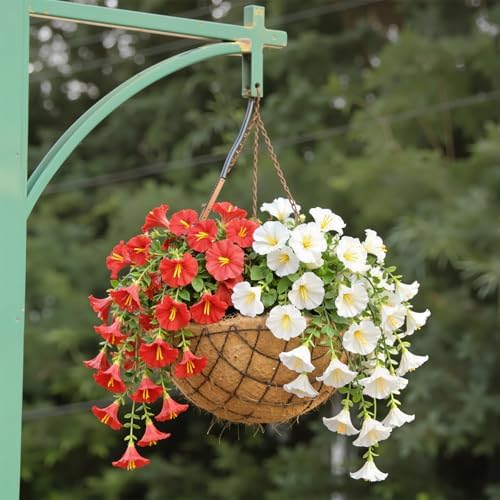 6 Pcs White Artificial Hanging Flowers 30 Inch Morning Glory Vines UV Resistant Fake Hanging Plants Silk Hanging Flowers for Outdoor Porch Window Garden Wedding Farmhouse Home Decor - Image 6