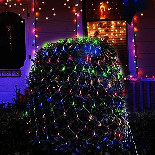 WATERGLIDE Outdoor Christmas Net Lights, 12FT x 5FT 360 LED Mesh String Light with 8 Lighting Modes, Connectable Light for Garden Tree Bushes, Holiday Wedding Party Decorations, Multicolor - Image 3