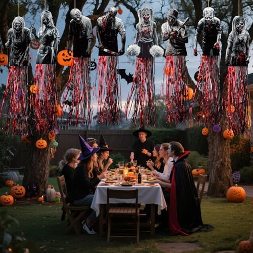 DoubleFill 8 Pcs Zombie Halloween Hanging Decorations, Windsocks Scary - Image 5