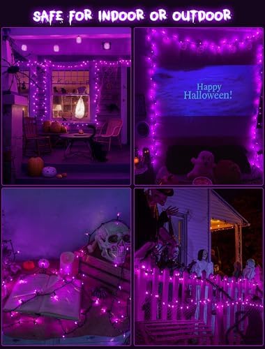 Hopolon Purple Halloween Mini Lights, 2 Pack 50 Count 13FT Black Wire - Image 7