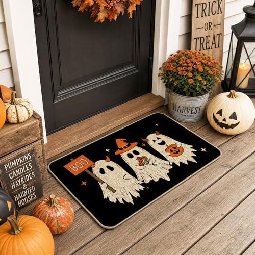 Hexagram Halloween Door Mat Pumpkin Ghost Boo Doormat Front Home Decor - Image 2