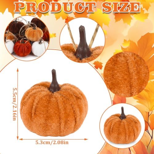 16Pcs Fall Tree Ornaments, 2 Inch Velvet Pumpkin Hanging Ornaments - Image 2