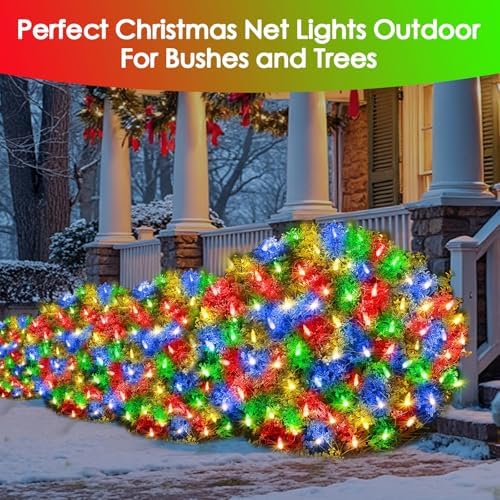 Christmas Net Lights Outdoor for Bushes, 6x5ft 120LED Net Light Outdoor Mesh Lights, Connectable Waterproof Net Light for Bushes,Garden,Yard,Trunk,Xmas Tree,Christmas Décor (Multicolor) - Image 3