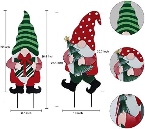 YEAHOME Outdoor Christmas Decorations for Home, Decorative Garden Stakes 2 Pack Gnomes for Christmas Decor, Metal Yard Signs Xmas Decorations for Outside Garden Yard Lawn Patio Holiday Party - Image 3