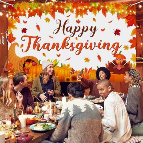Large Thanksgiving Banner Decorations Outdoor 72x44 Inch,Turkey Maple Leaf Pumpkin Decorations Gifts for Indoor Home House Decor Party Supplies,Yard Sign Background for Photography - Image 3