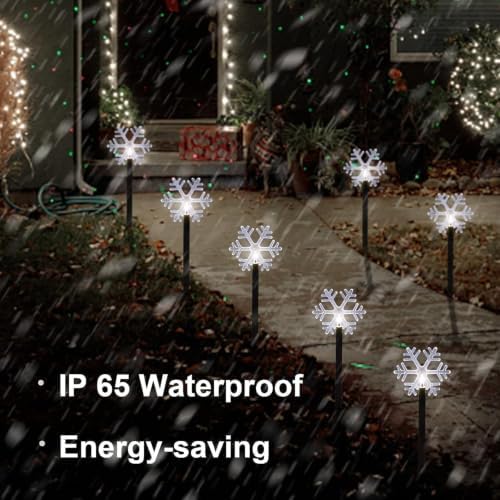 Christmas Decorations Outdoor, Snowflake Pathway Lights, 10 PCS - Image 4