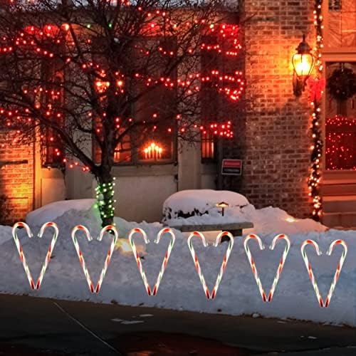 GAGALIFE 16-inch Candy Cane Lights, Outdoor Christmas Pathway Markers, 12 Pack with 72 Lights, 21 feet Total Length for Driveway, Walkway, Yard, Garden, Red-Green - Image 7