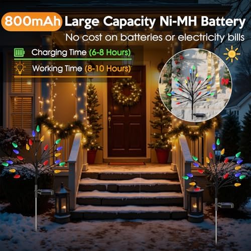 Solar Christmas Lights Outdoor Waterproof, Solar Powered Xmas Stake Lights - Image 2