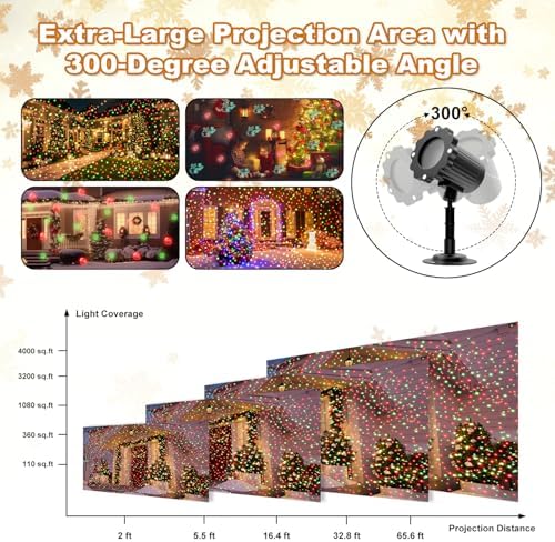 Christmas Projector Lights Outdoor, Waterproof Christmas Decorations Led Lights Projector with Remote Control Timer Indoor Firefly Light for Xmas Yard Garden Holiday Party Home Decor Landscape Patio - Image 4