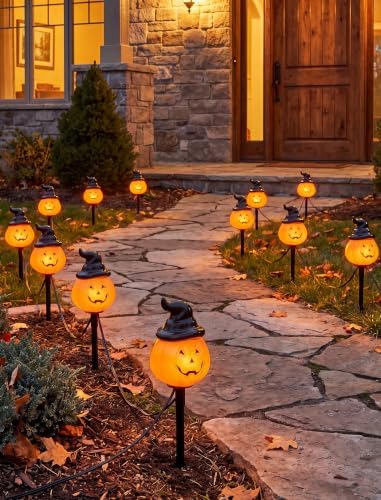 Halloween Pumpkin Pathway Lights, 4PCS Jack-o-Lantern Stakes by Pallerina