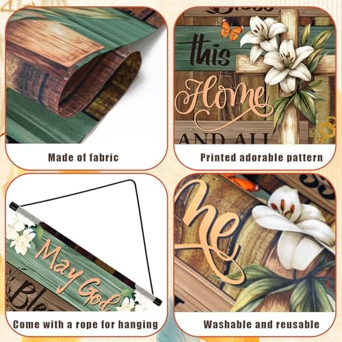 Tegeme 12 Pcs Christian Seasonal Garden Flags Set Fall Maple Leaf Door Banner Decor Religious Cross Door Hanger 12 x 20 Inch Thanksgiving Hanging Flag for Outside Party Outdoor Indoor - Image 4