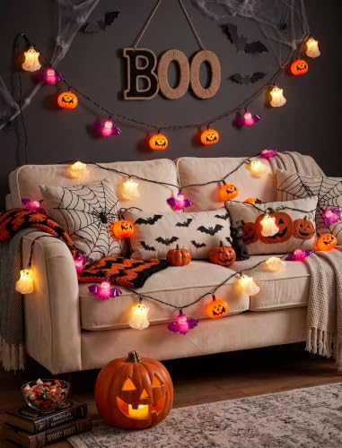 8.5FT 10 LED Halloween Pumpkin Bat Ghost String Lights Outdoor, Linkable - Image 6