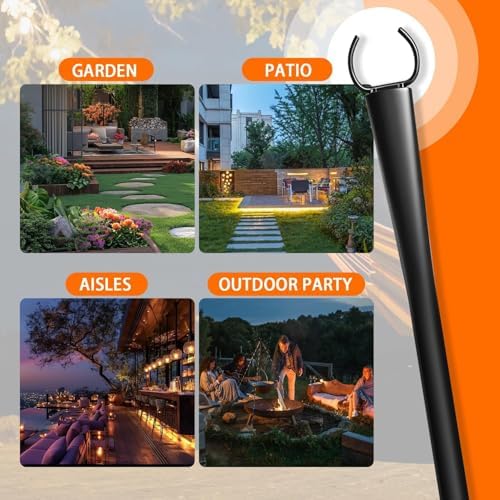 4 Pack 10Ft String Light Poles, Metal Poles with Fork for Outside Lights, Outdoor Metal Light Stand with Fence Brackets Hanging Lights for Garden Patio Wedding Backyard - Image 6