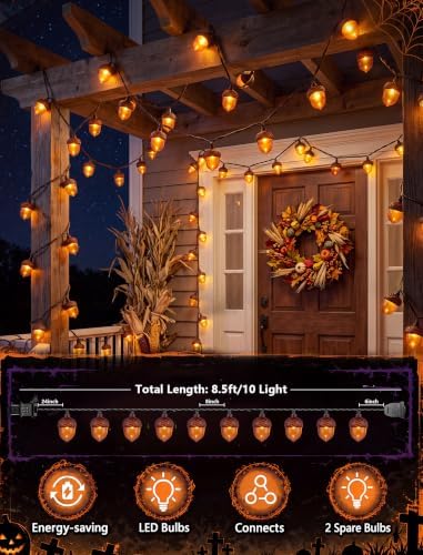 8.5 FT Fall String Lights with 10 LED 3D Acorn Plug in Autumn Décor Lights - Image 2