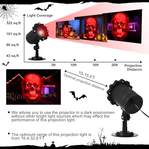 Treela Skull Projector Light Outdoor Halloween Decoration, Red, Dynamic - Image 2