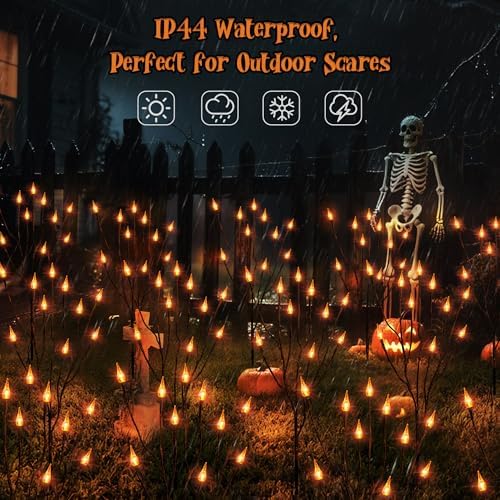 ODEETRONIC Halloween Pathway Lights, 3 Pack Orange Candle Stake Lights - Image 5
