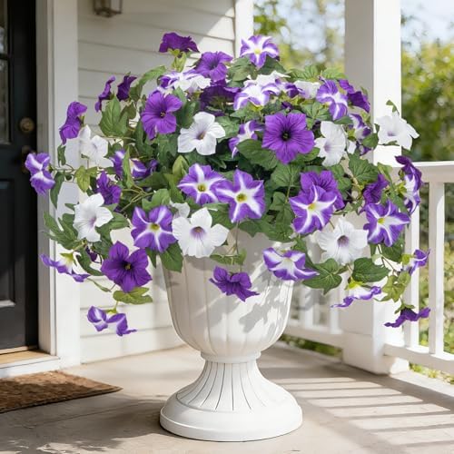 Ouddy Decor 3 Pcs Artificial Silk Petunias Flowers for Outdoors, Purple by OuddyDecor