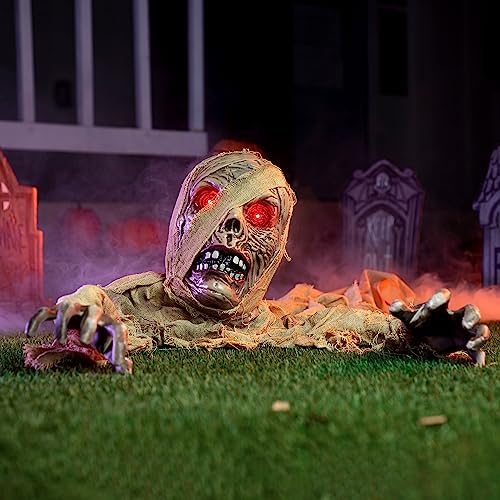 JOYIN Halloween Zombie Groundbreaker Outdoor Decoration, Zombie Groundbreaker with Light-up Eye and Creepy Sound (IR Sensor Activated) for Halloween Outside, Lawn, Graveyard Decor, Haunted House Props - Image 6