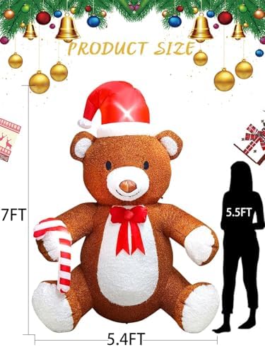 Kalolary 8FT Christmas Inflatable Fluffy Bear Yard Outdoor Decoration - Image 2