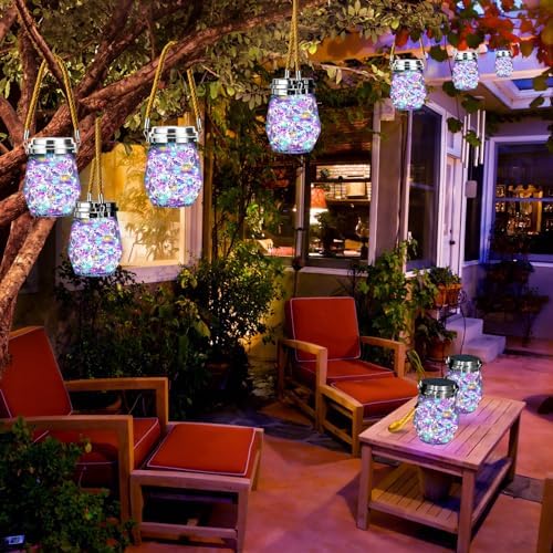 Solar Lantern, Hanging Solar Lights Outdoor Waterproof 2 Pack, Upgraded 60 LED Lanterns Decorative Outdoor, Garden Decor for Patio Path Backyard Christmas Halloween, Multicolor - Image 3