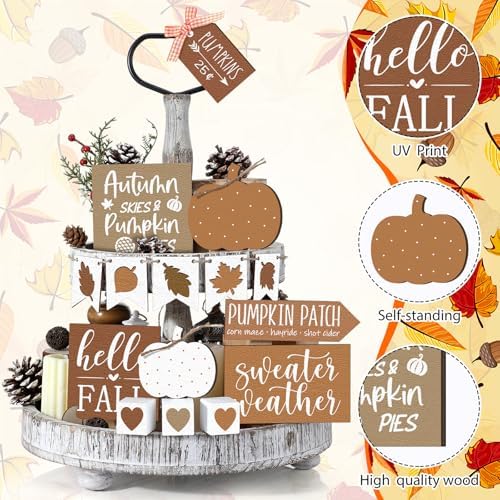 Sumind 15 Pcs Fall Decorations for Home Fall Tiered Tray Decor Set,Leaf - Image 4