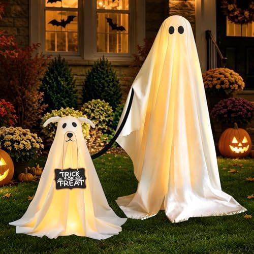 2 Pack Spooky Ghost Dog Halloween Decor Indoor for Party Decorations by Zesua