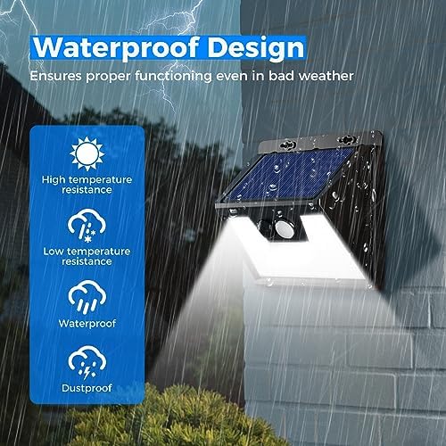Peasur Solar Lights Outdoor Waterproof [12 Packs/140 LEDs], 3 Lighting Modes Solar Motion Sensor Light Outdoor, Ultra Bright Security Lights Outdoor Solar Lights for Outside Fence Yard Patio Deck - Image 2