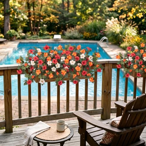 Ammyoo Artificial Fall Flowers Fake Petunias Plants for Outdoor Decoration - Image 7