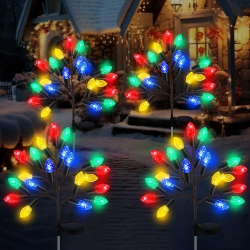 Glooglitter 4 Pcs Christmas Solar Pathway Lights Outdoor Decorations by Glooglitter