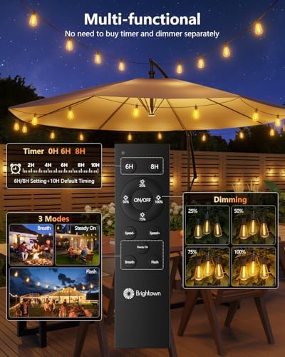 Brightown 52FT Solar String Lights Outdoor, 15+2 Shatterproof LED Bulbs - Image 5
