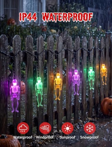 8.5FT Halloween String Lights Plug in with 10 LED Dropping Skeleton Lights - Image 3