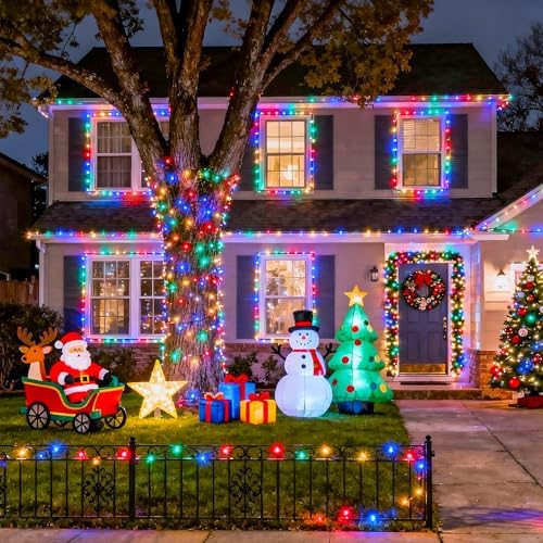 JMEXSUSS 200 LED Multicolor Christmas Tree Lights Outdoor Indoor Clear Wire - Image 4