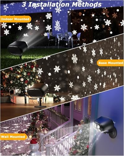 Snowflake Projector Lights with Remote, Timer, Dimmer, IP68 Waterproof, Christmas Projector Lights Outdoor, 270° Rotation for Christmas Decorations - Image 5