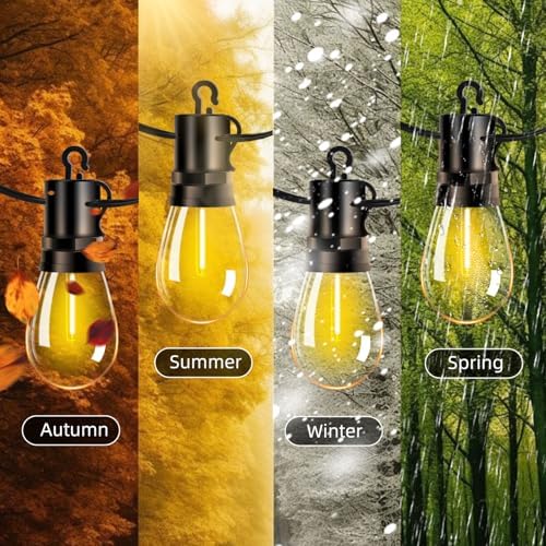 Outdoor Patio String Lights 100ft: S14 LED Shatterproof Bulbs 3 Modes Button Control - Waterproof Connectable Hanging Lights - Garden Backyard Yard Gazebo Porch Party Decorative - Image 6