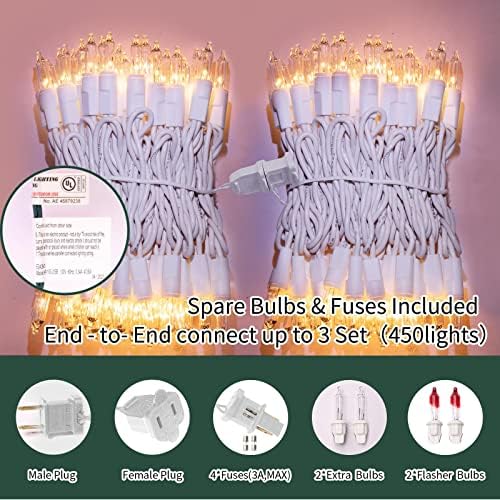 LAMPHOME Christmas Lights 150 Count Mini Clear Valentines Lights 31.9ft White Wire Christmas Tree String Lights for Outdoor Indoor Christmas Decorations Wedding Valentines Day Decor,UL Certified - Image 2
