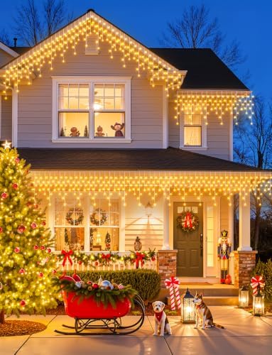 Brightown Icicle Lights for Outside, 40FT Icicle Christmas Lights Outdoor - Image 5