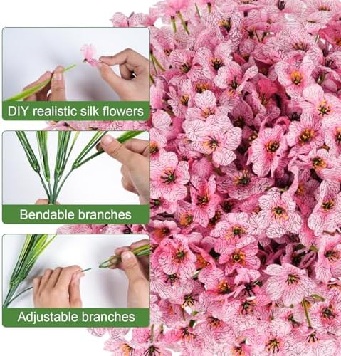 24 Bundles Artificial Flowers for Outdoor Faux Plants for Spring Summer Decoration, UV Resistant Realistic Silk Plastic Fake Flowers Garden Porch Patio Balcony Yard Front Home Decor - Image 3