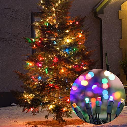 LAMPHOME Multicolor Christmas String Lights,Multi-Colored Mini Lights,100LED 21.6Ft Fairy Tree Lights Plug in for Indoor Outdoor Xmas Decorations Patio Holiday Theme Party Yard House,Green Wire - Image 4