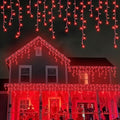 YEGUO 66ft 800 LED Icicle Lights Outdoor Waterproof, 160 Drops Halloween Lights Connectable, 8 Modes Icicle Christmas Light with Memory(Red) by YEGUO