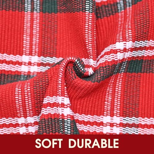Christmas Red Green White Plaid Rug, 4' x 6' Cotton Hand-Woven Buffalo Check Layered Door Mat for Front Porch, Entryway, Outdoor Holiday Decor, Washable Farmhouse Rug for Home, Patio, Kitchen - Image 4