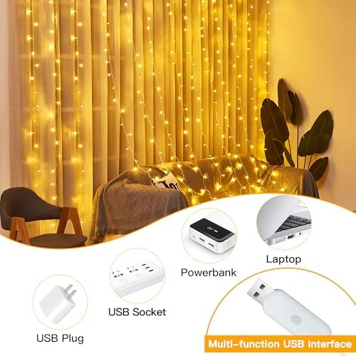 Ollny 2 Pack Curtain Lights, 400LED 6.6x6.6ft Fairy Lights with Remote - Image 4