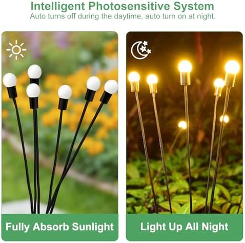 Solar Garden Lights Outdoor, 4Pack Firefly Garden Lights, Outdoor Decorations for Yard Patio Pathway, Gift for Mom - Image 4