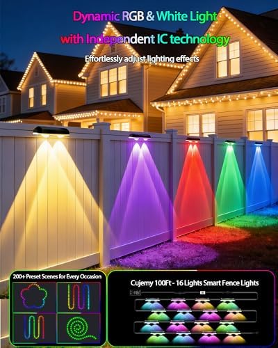 Outdoor Deck Lights 16 Pack, 100ft Smart RGB Outdoor Lights, APP - Image 2