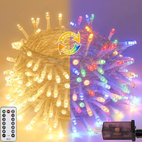 88FT 240LED Connectable String Lights Indoor Outdoor Clear Wire, Warm White⇋Multicolor Christmas String Lights, Plug in Twinkle Fairy Light With Timer For Wedding Patio Tree Yard Christmas Decorations by KAQ