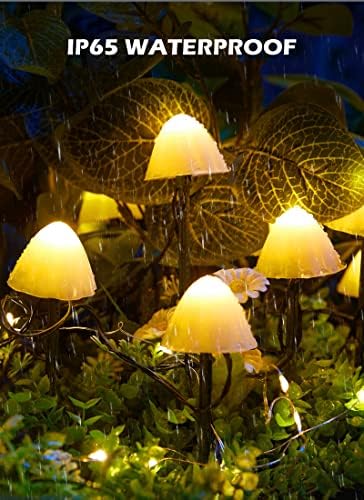 Solar Mushroom Garden Lights for Outside, 20 LED 32.8FT Solar Pathway Lights Outdoor Waterproof for Fence with 8 Lighting Modes for Patio Yard Decorative - Image 3