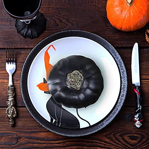 Winlyn 7 Pcs Assorted Artificial Black Pumpkins Halloween Faux Rustic Decorative Foam Pumpkins for Fall Halloween Thanksgiving Tabletop Centerpiece Mantel Kitchen Decor - Image 5
