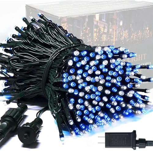 JMEXSUSS 250 LED Blue & White Christmas Lights, 91.5ft String Light Plug in by JMEXSUSS